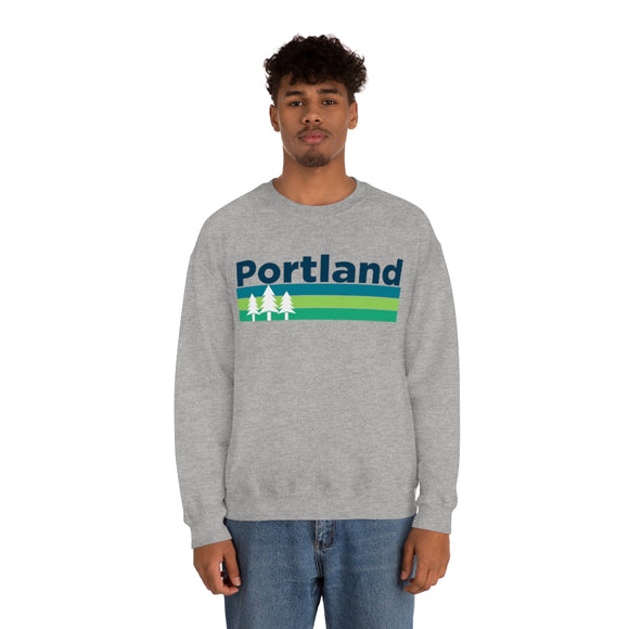Portland, Oregon Sweatshirt - Retro Trees Unisex