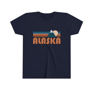 Buy navy Alaska Youth T-Shirt - Retro Mountain Alaska Kid's TShirt
