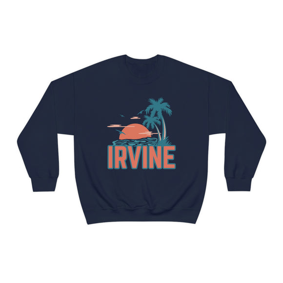 Irvine, California Sweatshirt - Unisex Retro Palm Tree Crewneck Irvine Sweatshirt