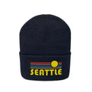 Seattle, Washington Beanie - Adult Embroidered Retro Sunset Seattle Knit Hat-10