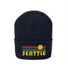 Seattle, Washington Beanie - Adult Embroidered Retro Sunset Seattle Knit Hat