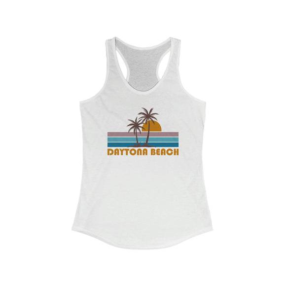 Daytona Beach, Florida Women's Tank - Retro Palm Tree Women's Racerback Daytona Beach Tank Top