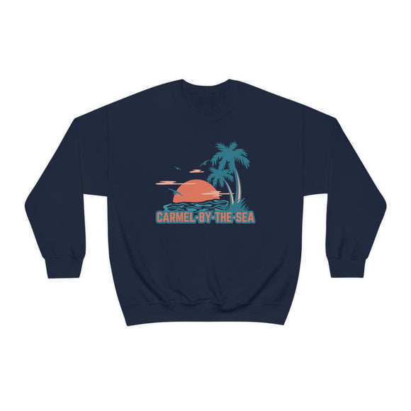 Carmel-by-the-Sea, California Sweatshirt - Unisex Retro Palm Tree Crewneck Carmel-by-the-Sea Sweatshirt