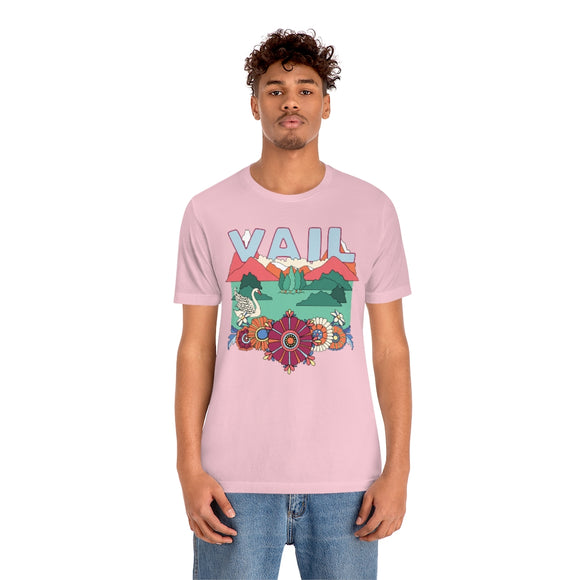 Vail T-Shirt - Retro Mountain / Hippie Style Vail, Colorado Shirt