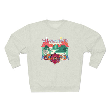 Buy oatmeal-heather Premium Vermont Crewneck Sweatshirt - Retro Unisex Sweatshirt