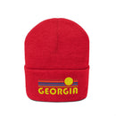 Georgia Beanie - Adult Embroidered Retro Sunset Georgia Knit Hat-30