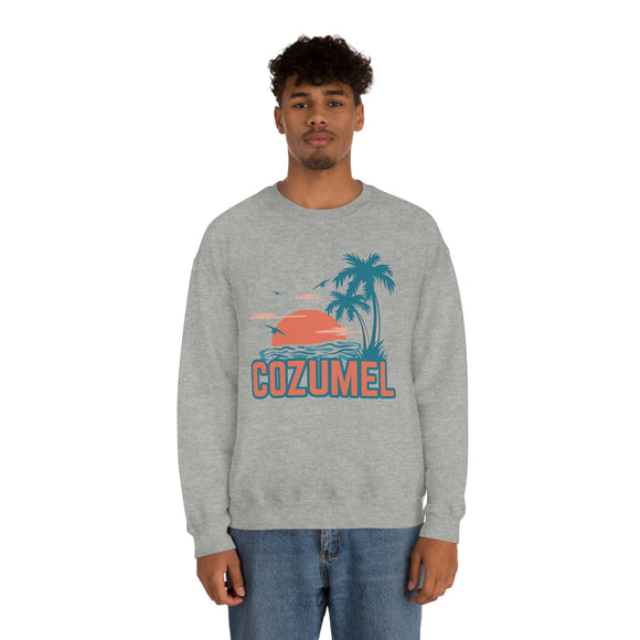 Cozumel, Mexico Sweatshirt - Unisex Retro Palm Tree Crewneck Cozumel Sweatshirt