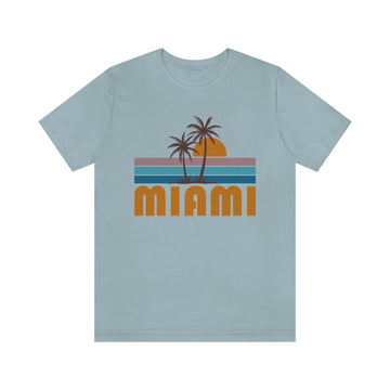 Buy light-blue Miami, Florida T-Shirt - Retro Palm Tree Unisex Miami Shirt