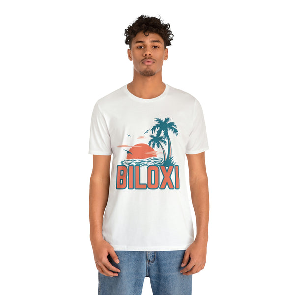 Biloxi, Mississippi T-Shirt - Retro Palm Tree & Beach Unisex Biloxi Shirt