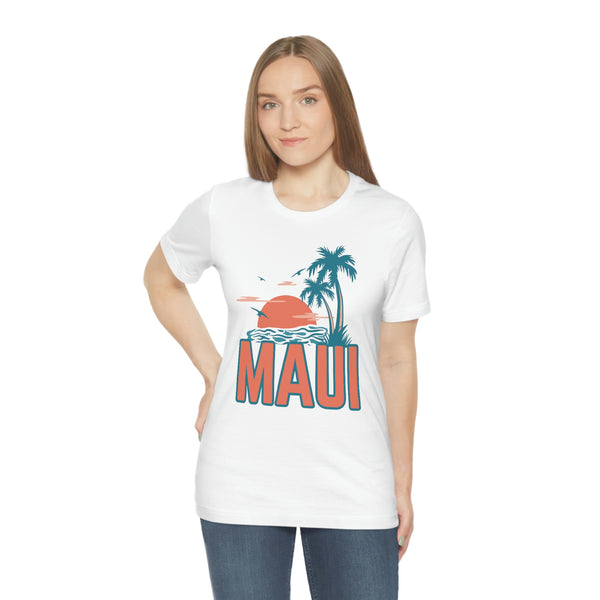 Maui, Hawaii T-Shirt - Retro Palm Tree & Beach Unisex Maui Shirt