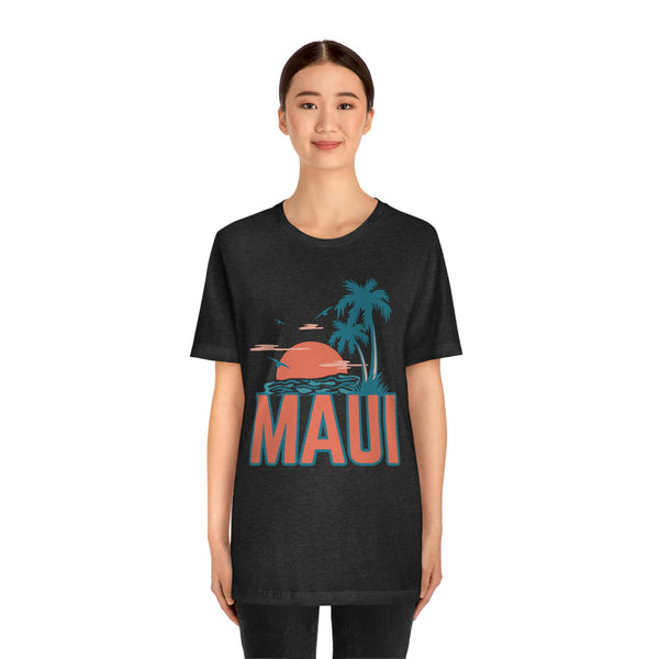 Maui, Hawaii T-Shirt - Retro Palm Tree & Beach Unisex Maui Shirt