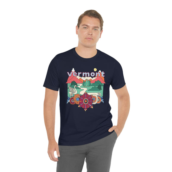 Vermont Shirt, Vermont Retro T-Shirt, Hippie Style Vermont tee, Vermont Mountain Shirt