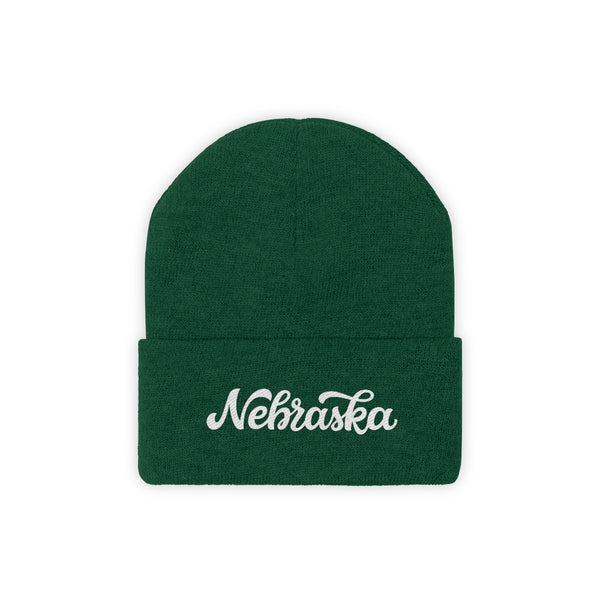 Nebraska Beanie - Adult Hand Lettered Embroidered Nebraska Knit Hat