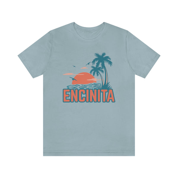 Encinitas, California T-Shirt - Retro Palm Tree & Beach Unisex Encinitas Shirt