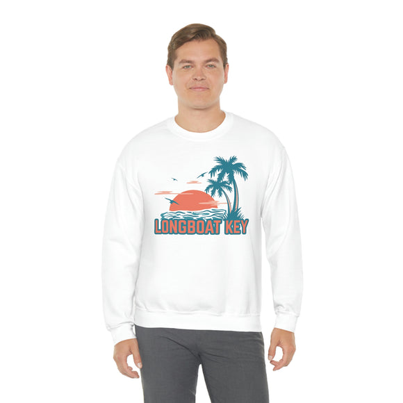 Longboat Key, Florida Sweatshirt - Unisex Retro Palm Tree Crewneck Longboat Key Sweatshirt