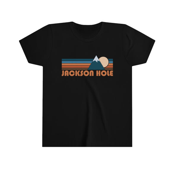 Jackson Hole Youth T-Shirt - Retro Mountain Wyoming Kid's TShirt