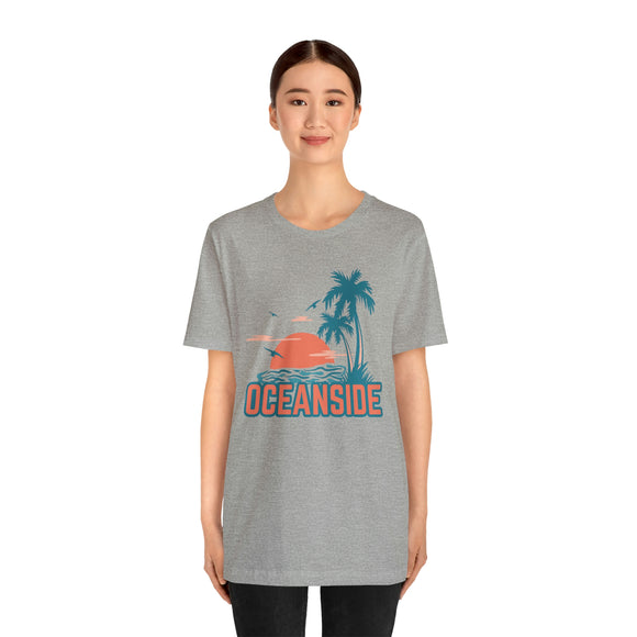 Oceanside, California T-Shirt - Retro Palm Tree & Beach Unisex Oceanside Shirt