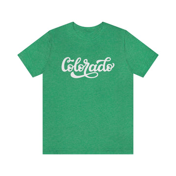 Buy heather-kelly Colorado T-Shirt - Hand Lettered Unisex Colorado Shirt