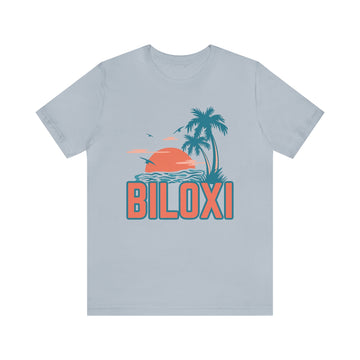 Buy light-blue Biloxi, Mississippi T-Shirt - Retro Palm Tree &amp; Beach Unisex Biloxi Shirt
