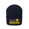 Maine Beanie - Adult Embroidered Retro Sunset Maine Knit Hat