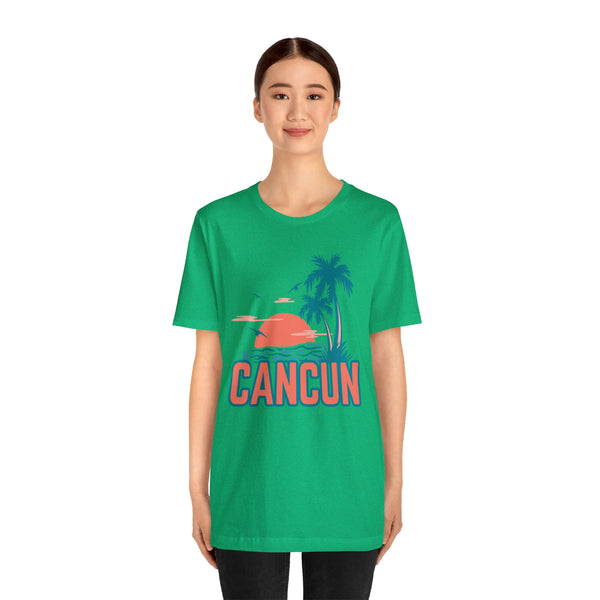 Cancun, Mexico T-Shirt - Retro Palm Tree & Beach Unisex Cancun Shirt