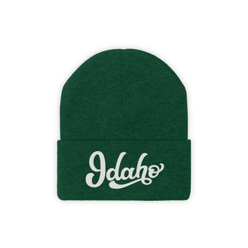 Buy hunter-green Idaho Beanie - Adult Hand Lettered Embroidered Idaho Knit Hat