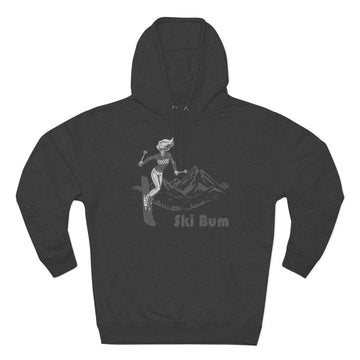 Buy charcoal-heather Premium Ski Bum Hoodie - Retro Unisex Sweatshirt - Skier Sketch