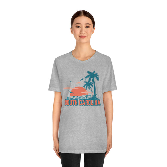 South Carolina T-Shirt - Retro Palm Tree & Beach Unisex South Carolina Shirt