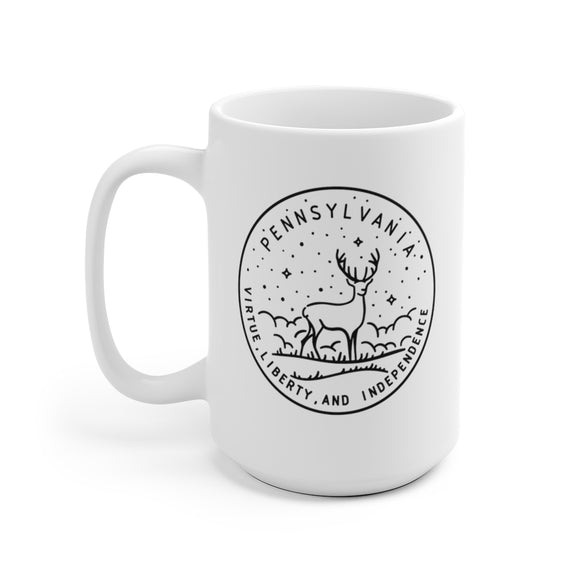 Pennsylvania Mug - State Design White Ceramic Pennsylvania Mug (11oz & 15oz)
