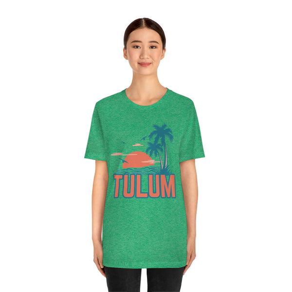 Tulum, Mexico T-Shirt - Retro Palm Tree & Beach Unisex Tulum Shirt