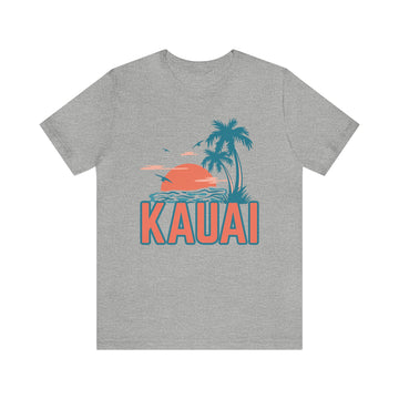 Buy athletic-heather Kauai, Hawaii T-Shirt - Retro Palm Tree &amp; Beach Unisex Kauai Shirt