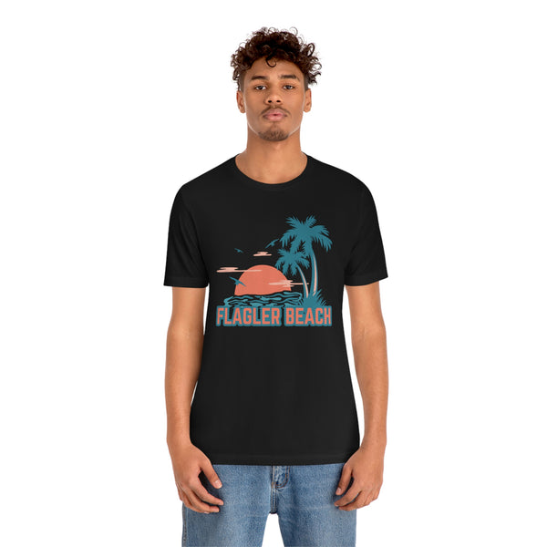Flagler Beach, Florida T-Shirt - Retro Palm Tree & Beach Unisex Flagler Beach Shirt