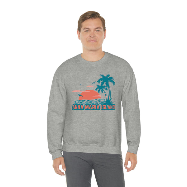 Anna Maria Island, Florida Sweatshirt - Unisex Retro Palm Tree Crewneck Anna Maria Island Sweatshirt
