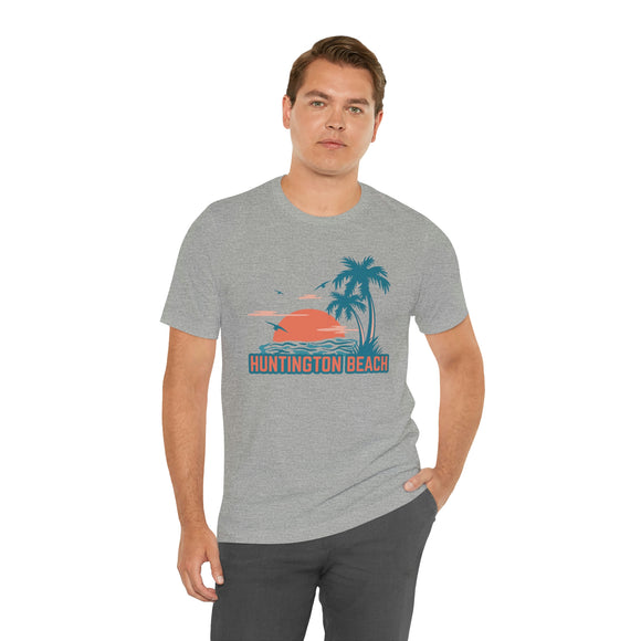 Huntington Beach, California T-Shirt - Retro Palm Tree & Beach Unisex Huntington Beach Shirt