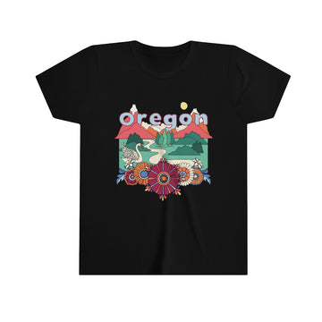 Buy black Oregon Youth T-Shirt - Boho Oregon Kid's TShirt