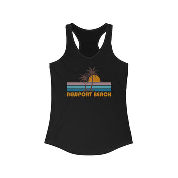 Newport Beach, California Women's Tank - Retro Palm Tree Women's Racerback Newport Beach Tank Top - 0