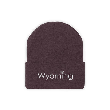 Buy maroon Wyoming Knit Beanie - Adult Embroidered Snowflake Wyoming Knit Hat