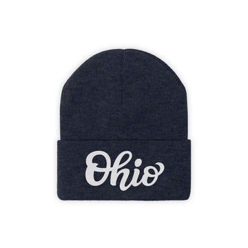 Ohio Beanie - Adult Hand Lettered Embroidered Ohio Knit Hat
