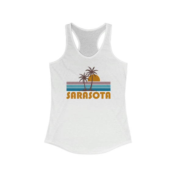 Sarasota, Florida Women's Tank - Retro Palm Tree Women's Racerback Sarasota Tank Top