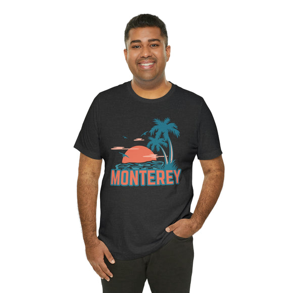 Monterey, California T-Shirt - Retro Palm Tree & Beach Unisex Monterey Shirt