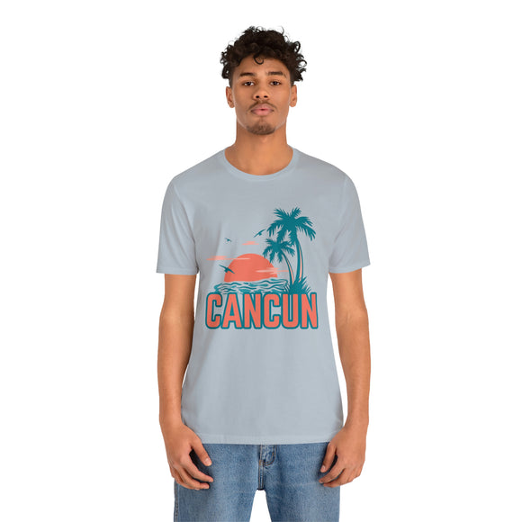 Cancun, Mexico T-Shirt - Retro Palm Tree & Beach Unisex Cancun Shirt