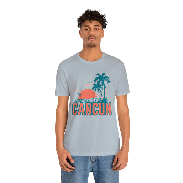 Cancun, Mexico T-Shirt - Retro Palm Tree & Beach Unisex Cancun Shirt