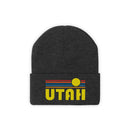 Utah Beanie - Adult Embroidered Retro Sunset Utah Knit Hat-5