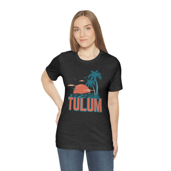 Tulum, Mexico T-Shirt - Retro Palm Tree & Beach Unisex Tulum Shirt