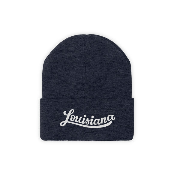 Louisiana Beanie - Adult Hand Lettered Embroidered Louisiana Knit Hat