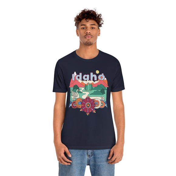 Idaho T-Shirt - Retro Mountain / Hippie Style Idaho Shirt