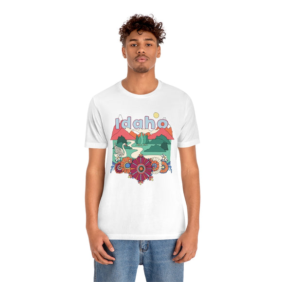 Idaho T-Shirt - Retro Mountain / Hippie Style Idaho Shirt