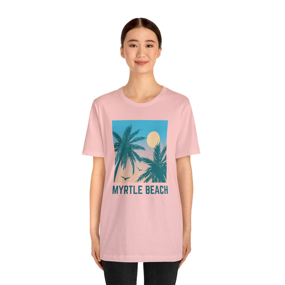 Myrtle Beach, South Carolina T-Shirt - Retro Palm Tree & Beach Unisex Myrtle Beach Shirt