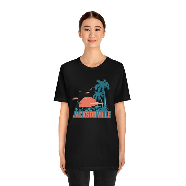 Jacksonville, Florida T-Shirt - Retro Palm Tree & Beach Unisex Jacksonville Shirt