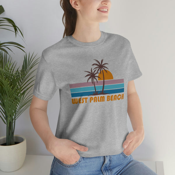 West Palm Beach, Florida T-Shirt - Retro Palm Tree Unisex West Palm Beach Shirt